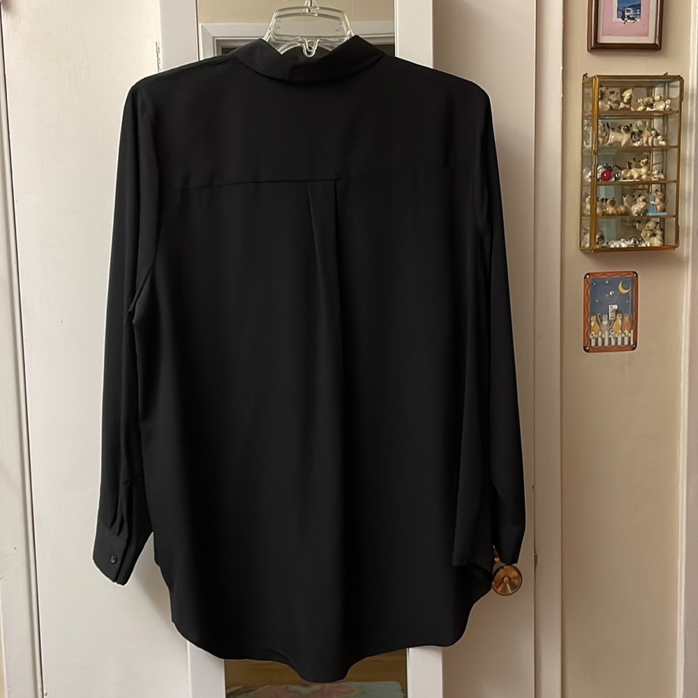 Silky Black Button Down Blouse - image 2